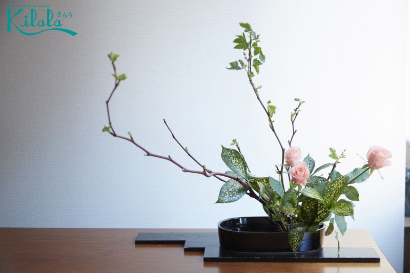cắm hoa Ikebana dáng nghiêng